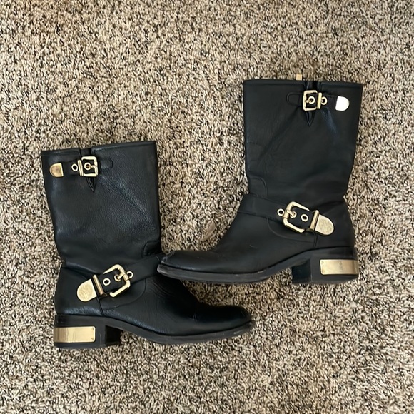 Vince Camuto Winchell Black boots with Gold Accents